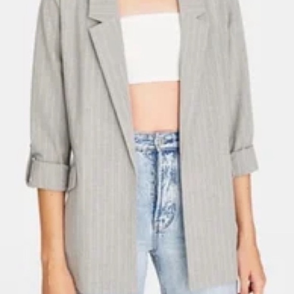 stradivarius Jackets & Blazers - Stradivarius Light Gray Pinstripe Blazer
